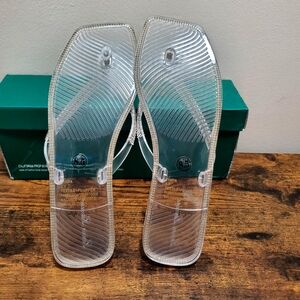 Lauren Lorraine Clear Jelly Square-Toe Sandals